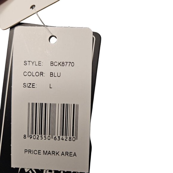 Mens Large Rising Tide Aloha Camp Shirt Blue Tropical Print Cotton Spandex Blend - Picture 5 of 8